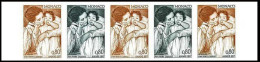 92948e Monaco N°1094 Amade Association Enfance Enfant Child Essai Proof Non Dentelé ** MNH Bande 5 Strip - Unused Stamps