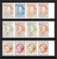 92945c Monaco N°1098/1100 Rubens Tableau (Painting) Essai Proof Non Dentelé ** (MNH Imperf) Bande De 4 - Nuovi