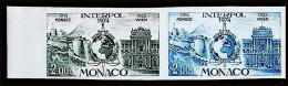 92926z Monaco N°966 Congres De La Police Interpol 1974 Essai Proof Non Dentelé ** (MNH Imperf) Paire - Police - Gendarmerie