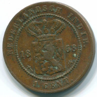 1 CENT 1858 NETHERLANDS EAST INDIES INDONESIA Copper Colonial Coin #S10006.U.A - Niederländisch-Indien
