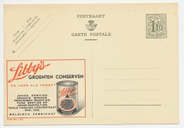 Publibel - Postal Stationery Belgium 1952 Canned Vegetables - Pea - Spinach - Beans - Carrots - Tomatoes - Gemüse