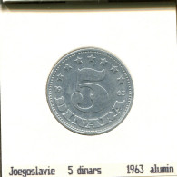 5 DINARA 1963 YOUGOSLAVIE YUGOSLAVIA Pièce #AS596.F.A - Joegoslavië