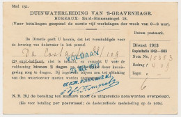 Briefkaart G. DW78-II-k - Duinwaterleiding S-Gravenhage 1913 - Postwaardestukken