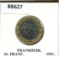 10 FRANCS 1991 FRANCIA FRANCE Moneda BIMETALLIC #BB627.E.A - 10 Francs