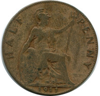 HALF PENNY 1911 UK GRANDE-BRETAGNE GREAT BRITAIN Pièce #AZ653.F.A - C. 1/2 Penny