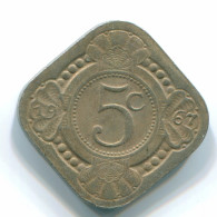 5 CENTS 1967 ANTILLAS NEERLANDESAS Nickel Colonial Moneda #S12472.E.A - Antilles Néerlandaises