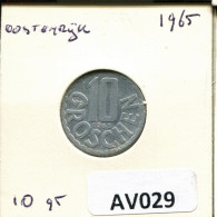 10 GROSCHEN 1965 AUSTRIA Coin #AV029.U.A - Oostenrijk