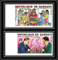 93958c Djibouti Y&t N°519/520 Echecs Chess 1980 Non Dentelé Imperf ** MNH Bord De Feuille Partie Florence 1493 - Gibuti (1977-...)
