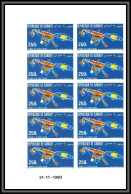 93957a Djibouti PA Yt N°146 Voyager Saturn Planet Espace Space 1980 Non Dentelé Imperf ** MNH Bloc 10 Coin Daté - Afrique