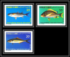 93953d Djibouti Yt N°212/215 MI 468/470 Poissons Fish Fishes 1986 Non Dentelé Imperf ** MNH  - Dschibuti (1977-...)