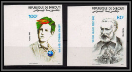 93949e Djibouti N°607/608 Victor Hugo Arthur Rimbaud Non Dentelé Imperf Neuf ** MNH 1985 écrivain Writer Bord De Feuille - Dschibuti (1977-...)