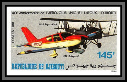 93933b Djibouti Y&t N°646 Aviation Tiger Moth Biplan 1946 TB-10 Tobago Non Dentelé Imperf Neuf ** MNH 1988  - Djibouti (1977-...)