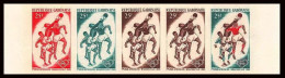 93924c Gabon Gabonaise N°182 Football Soccer Jeux Africains 1965 Essai Proof Non Dentelé Imperf ** MNH Bloc De 10 - Gabon (1960-...)