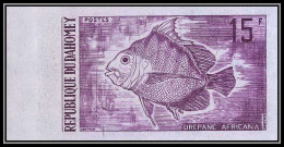 93919d Dahomey N°330 Poissons (Fish) Drepane Africana 1973 Essai Proof Non Dentelé Imperf ** MNH  - Fische