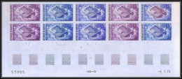 93919a Dahomey N°330 Poissons (Fish) Drepane Africana 1973 Essai Proof Non Dentelé Imperf ** MNH Bloc 10 Coin Daté - Bénin – Dahomey (1960-...)