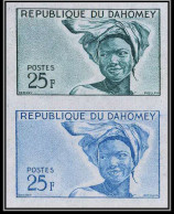 93913c Dahomey N°184 Jeune Fille Young Woman 1963 Essai Proof Non Dentelé Imperf ** MNH Paire - Bénin – Dahomey (1960-...)