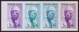 93912c Dahomey N°180 Seigneur Bariba De Nikki 1963 Essai Proof Non Dentelé Imperf ** MNH Bande De 4 - Bénin – Dahomey (1960-...)