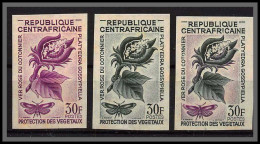 93907d Centrafricaine 357 Vers Rose Du Coton 1965 Papillons Butterflies Essai Proof Non Dentelé Imperf ** MNH 3 Couleurs - Centraal-Afrikaanse Republiek