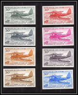 93856b Cote D'ivoire 259 Journée Du Timbre 1967 Sikorsky S 43 Bimoteur Avion Lot De 8 Essai Proof Non Dentelé Imperf ** - Tag Der Briefmarke