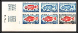 93827h Cote D'ivoire N°356 Priacanthus Poisson Fish 1973 Bloc 6 Coin Daté Essai Proof Non Dentelé Imperf ** MNH - Ivoorkust (1960-...)