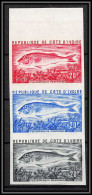 93825d Cote D'ivoire N°355 Pseudupeneus Prayensis Poisson 1973 Bande 3 Strip Essai Proof Non Dentelé Imperf ** MNH - Fishes