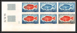 93827g Cote D'ivoire N°356 Priacanthus Poisson Fish 1973 Bloc 6 Coin Daté Essai Proof Non Dentelé Imperf ** MNH - Poissons