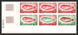 93785g Cote D'ivoire N°327 A Xyrichtys Novacula Poisson Fish 1973 Bloc 6 Coin Daté Essai Proof Non Dentelé Imperf ** MNH - Vissen