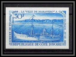 93736f Cote D'ivoire 284 Journée Du Timbre 1968 Vapeur Maranhaos Bassam Ship Ship Essai Proof Non Dentelé Imperf ** MNH - Dag Van De Postzegel