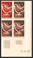 93665e Cote D'ivoire N°251 Oie De Gambie Goose Oiseaux Birds Bloc 4 Coin Daté Essai Proof Non Dentelé Imperf ** MNH 1966 - Gansos