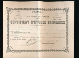 Diplôme , Certificat D'études Primaires , Académie De Douai 1882  à Arras- Melle Lemielle école St Martin En Laërt - Diploma's En Schoolrapporten