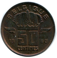 50 CENTIMES 1980 BELGIUM Coin DUTCH Text #AX372.U.A - 50 Cents