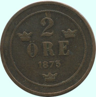 2 ORE 1875 SWEDEN Coin #AC863.2.U.A - Suède