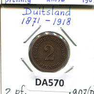 2 PFENNIG 1907 D DEUTSCHLAND Münze GERMANY #DA570.2.D.A - 2 Pfennig