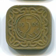 5 CENTS 1966 SURINAME Netherlands Nickel-Brass Colonial Coin #S12751.U.A - Surinam 1975 - ...
