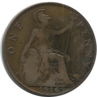 PENNY 1916 UK GREAT BRITAIN Coin #AG873.1.U.A - D. 1 Penny