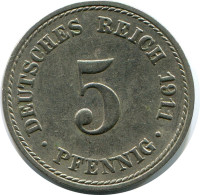 5 PFENNIG 1911 A GERMANY Coin #DB158.U.A - 5 Pfennig