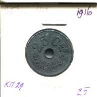 25 CENTIMES 1916 LUXEMBURG LUXEMBOURG Münze #AT183.D.A - Luxembourg
