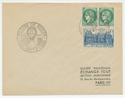 Cover / Postmark France 1954 Air Balloon  - Avions