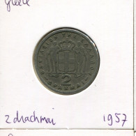 2 DRACHMES 1957 GRECIA GREECE Moneda #AK376.E.A - Greece
