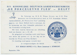 Firma Briefkaart Utrecht 1936 - Delfts Blauw / Verloving Juliana - Sin Clasificación