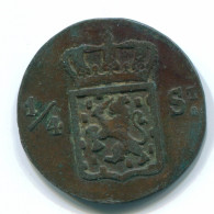 1/4 STUIVER 1826 SUMATRA NETHERLANDS EAST INDIES Copper Colonial Coin #S11668.U.A - Dutch East Indies