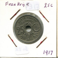 25 CENTIMES 1917 FRANCIA FRANCE Moneda #AM882.E.A - 25 Centimes