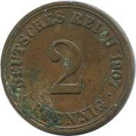 2 PFENNIG 1907 A DEUTSCHLAND Münze GERMANY #AE570.D.A - 2 Pfennig