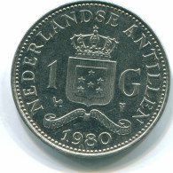 1 GULDEN 1980 ANTILLES NÉERLANDAISES Nickel Colonial Pièce #S12038.F.A - Antilles Néerlandaises