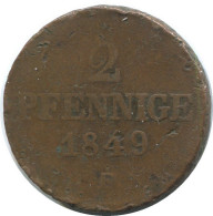 SAXONY 2 PFENNIG 1849 F Dresden Mint German States #DE10643.16.F.A - Other & Unclassified