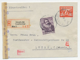 Em. Zeehelden 1943 Aangetekend Haarlem - Zwitserland - Ohne Zuordnung