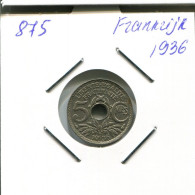 5 CENTIMES 1936 FRANKREICH FRANCE Französisch Münze #AM998.D.A - 5 Centimes