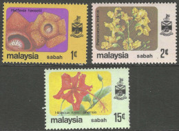 Sabah (Malaysia). 1979 Flowers. 1c, 2c, 15c MH. SG 445, 446, 449. M5162 - Malesia (1964-...)