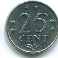 25 CENTS 1975 ANTILLES NÉERLANDAISES Nickel Colonial Pièce #S11637.F.A - Nederlandse Antillen