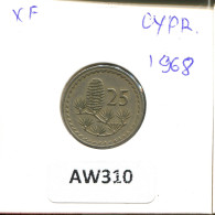 25 MILS 1968 CYPRUS Coin #AW310.U.A - Zypern